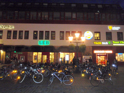 Evening on the Link&ouml;ping main plaza.